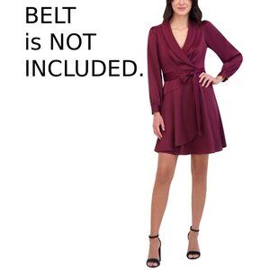 Vince Camuto Satin Shawl-Collar Dress Red burgundy Size 14 MSRP $178 *NO BELT*